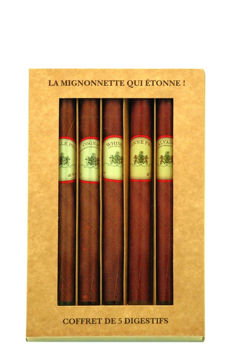 Coffret 5 cigares (1 de chaque sorte) - 5x3 cl - 40% vol - Musée